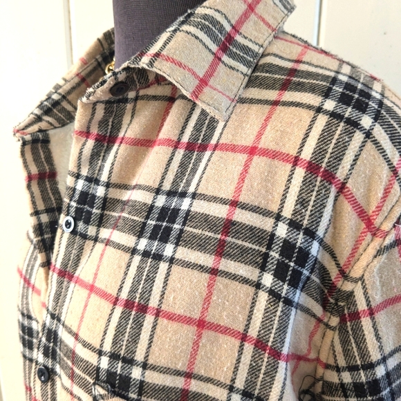 Oversized Boyfriend flannel "shacket" fleece lined XL - Picture 5 of 10